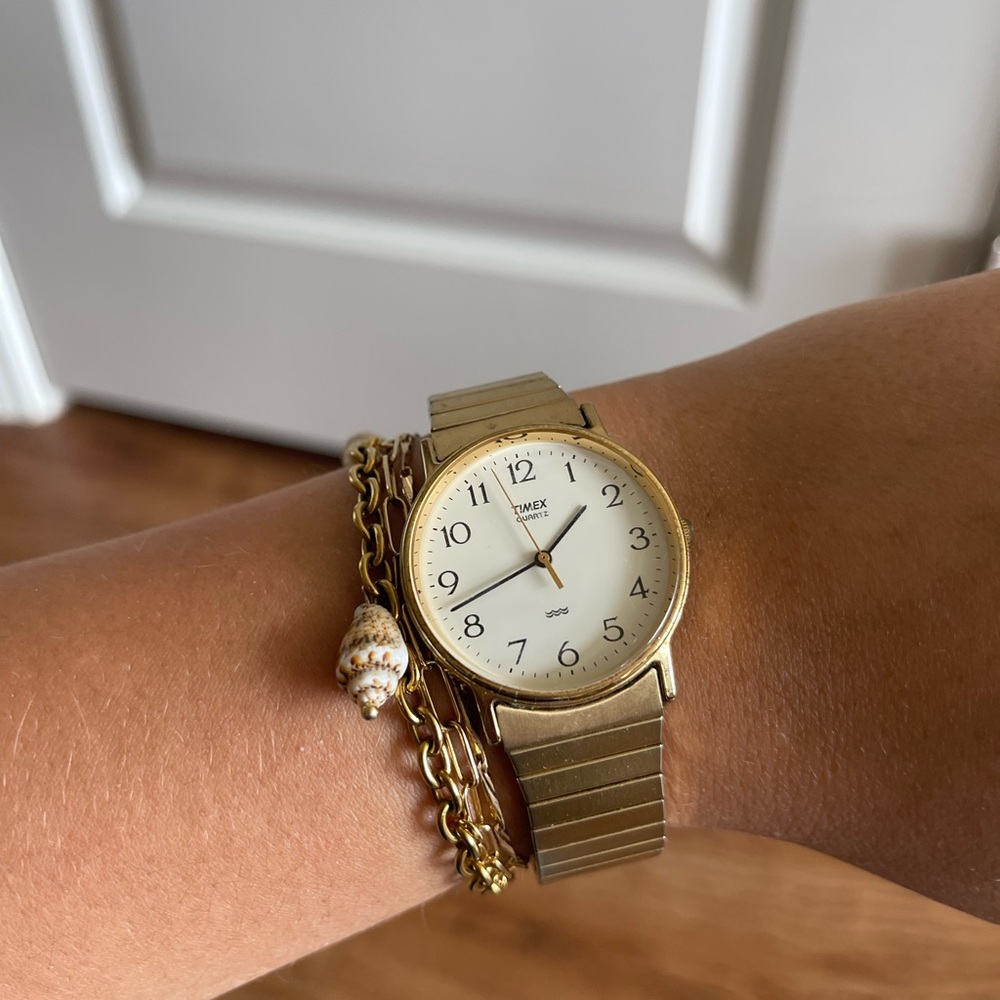 Timex Women's Gold Watch with White Dial